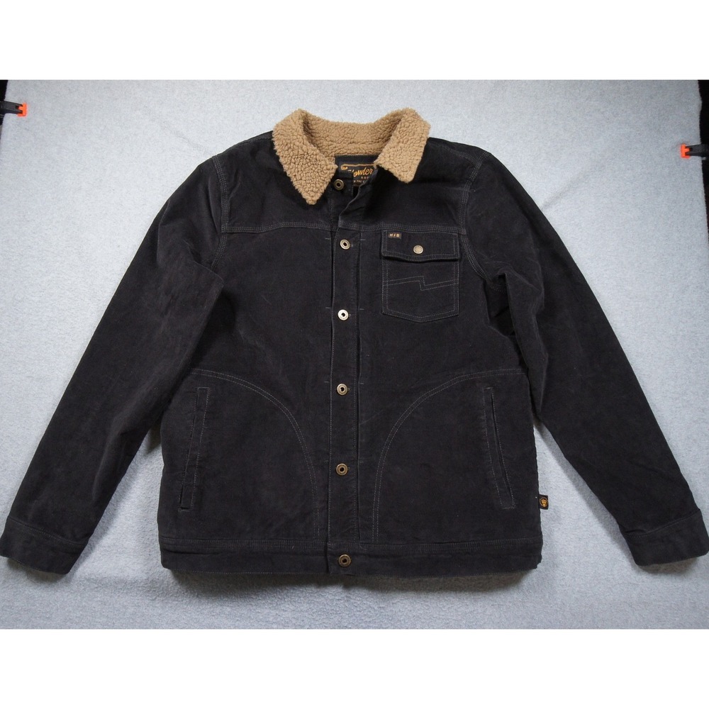 Howler Brothers Jacket Mens Medium Black Corduroy Sherpa Lined Trucker HB Depot